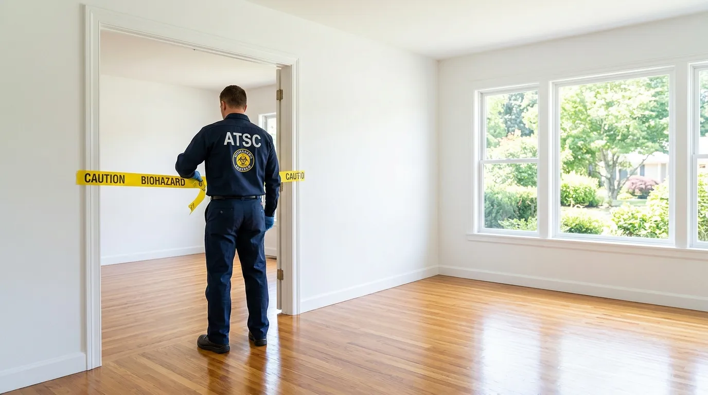 Certified biohazard cleanup crew performing Decomposition Cleanup in Logansport